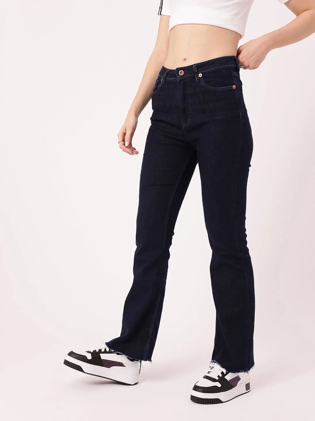 DressBerry Women Modern Vibe Stretchable Frayed Jeans