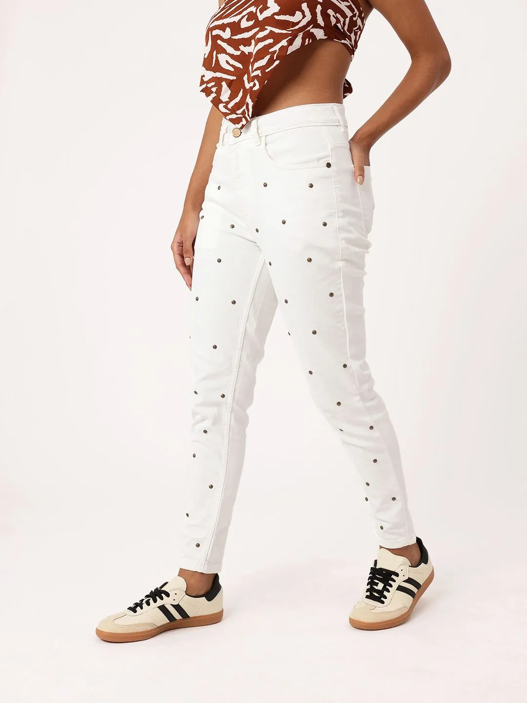 DressBerry Women Soft Edge Mom Fit Embellished Jeans