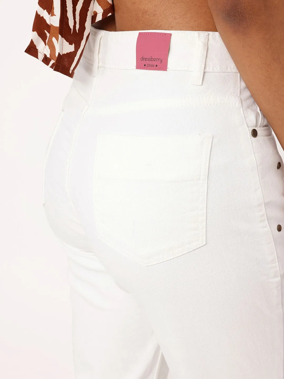 DressBerry Women Soft Edge Mom Fit Embellished Jeans
