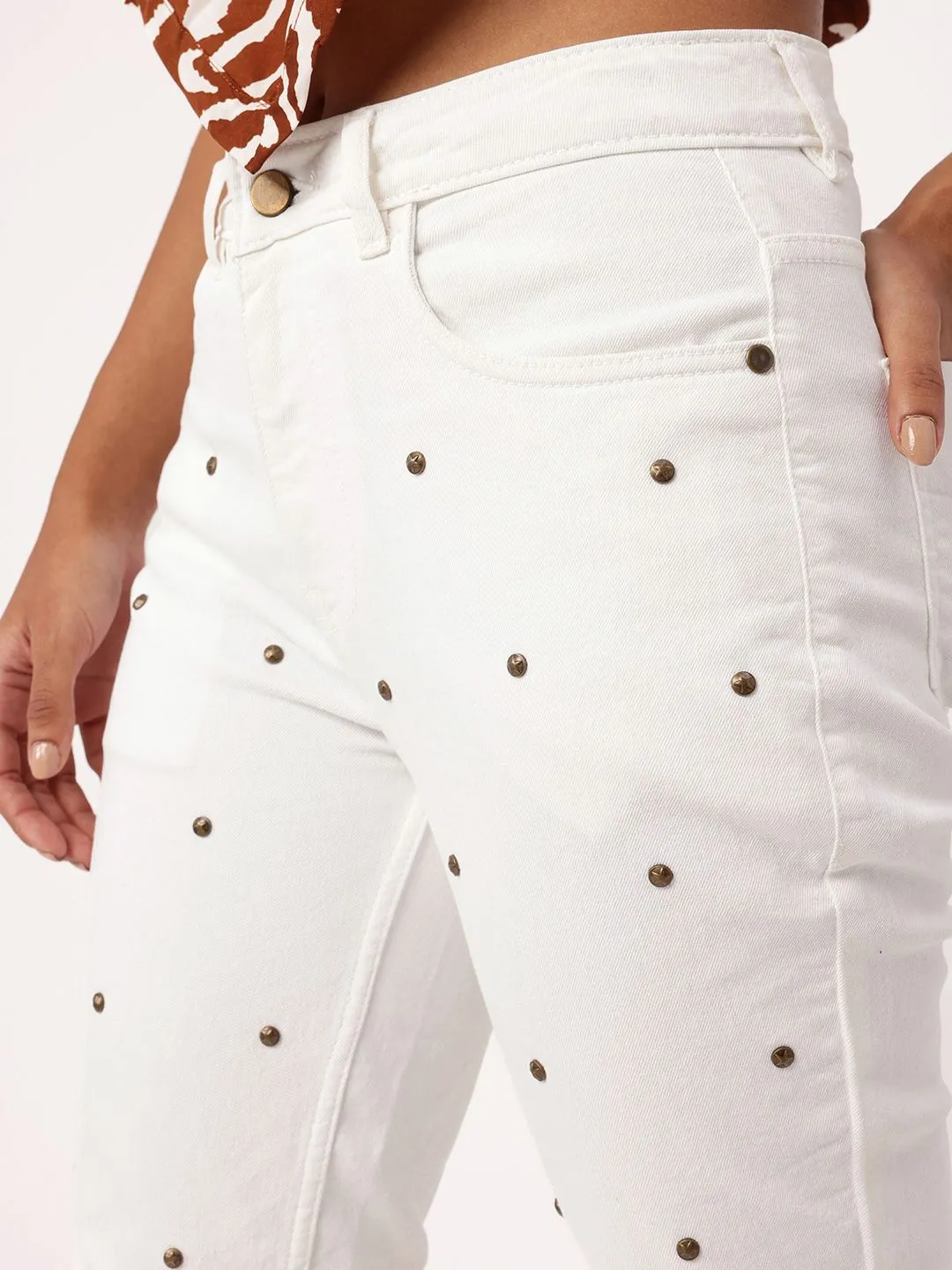 DressBerry Women Soft Edge Mom Fit Embellished Jeans
