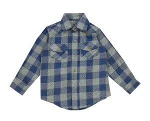E Land Blue And Gray Flannel Shirt