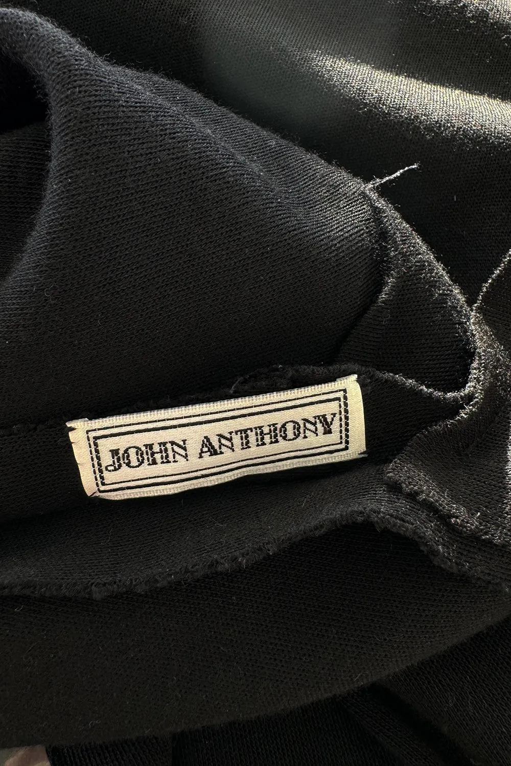 Early 2000s John Anthony Couture One Off Single Sleeve Jersey Dress w Full Open Side & Bow Detail