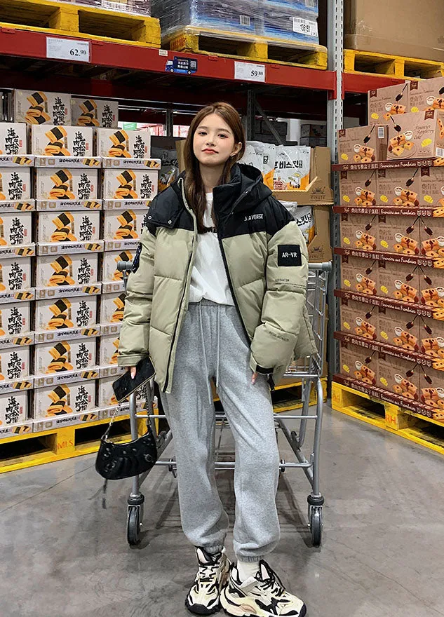 Easy-to-Clean Cropped Windproof Puffer Jacket for Women