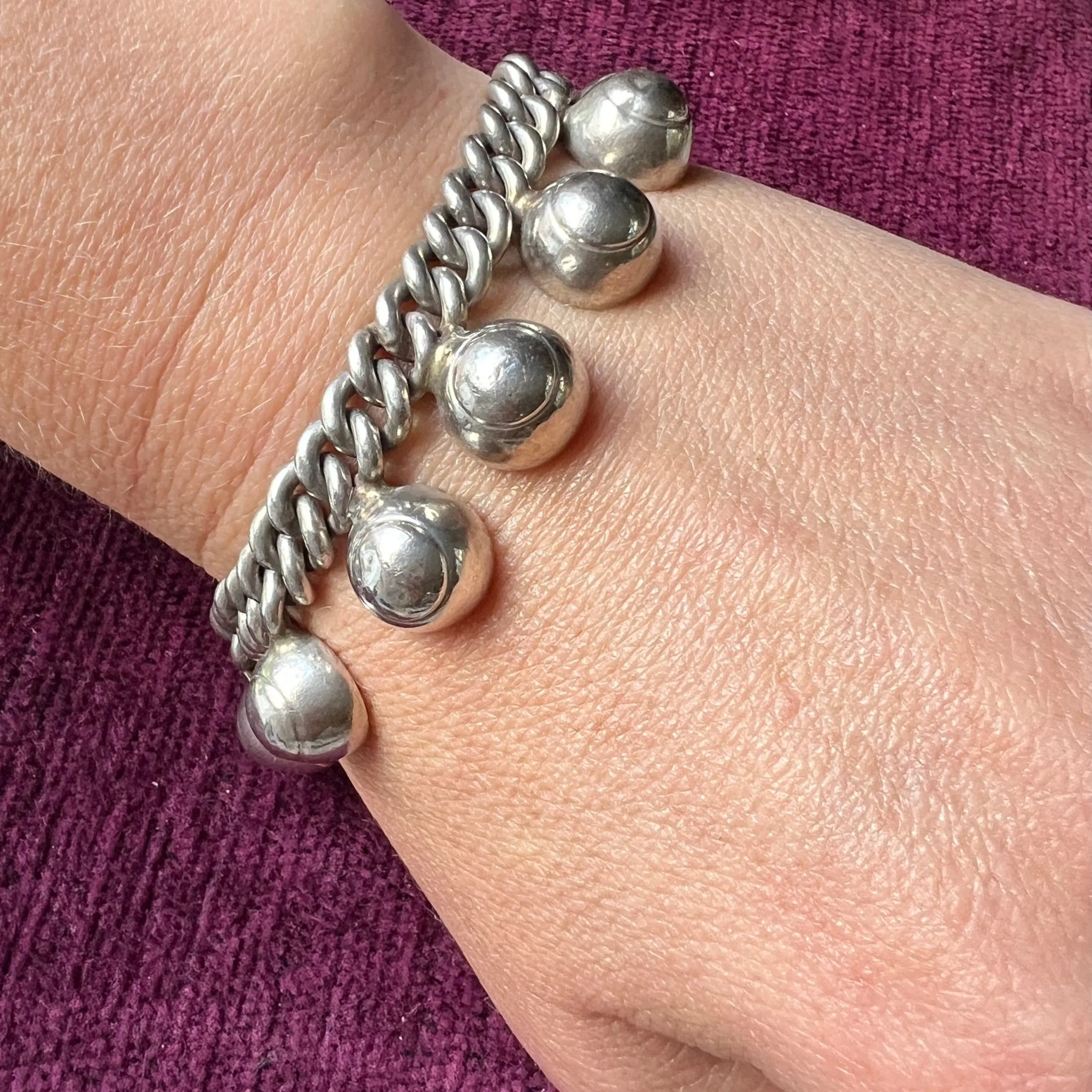 Edgy Mexican Sterling Ball & Chain Bracelet