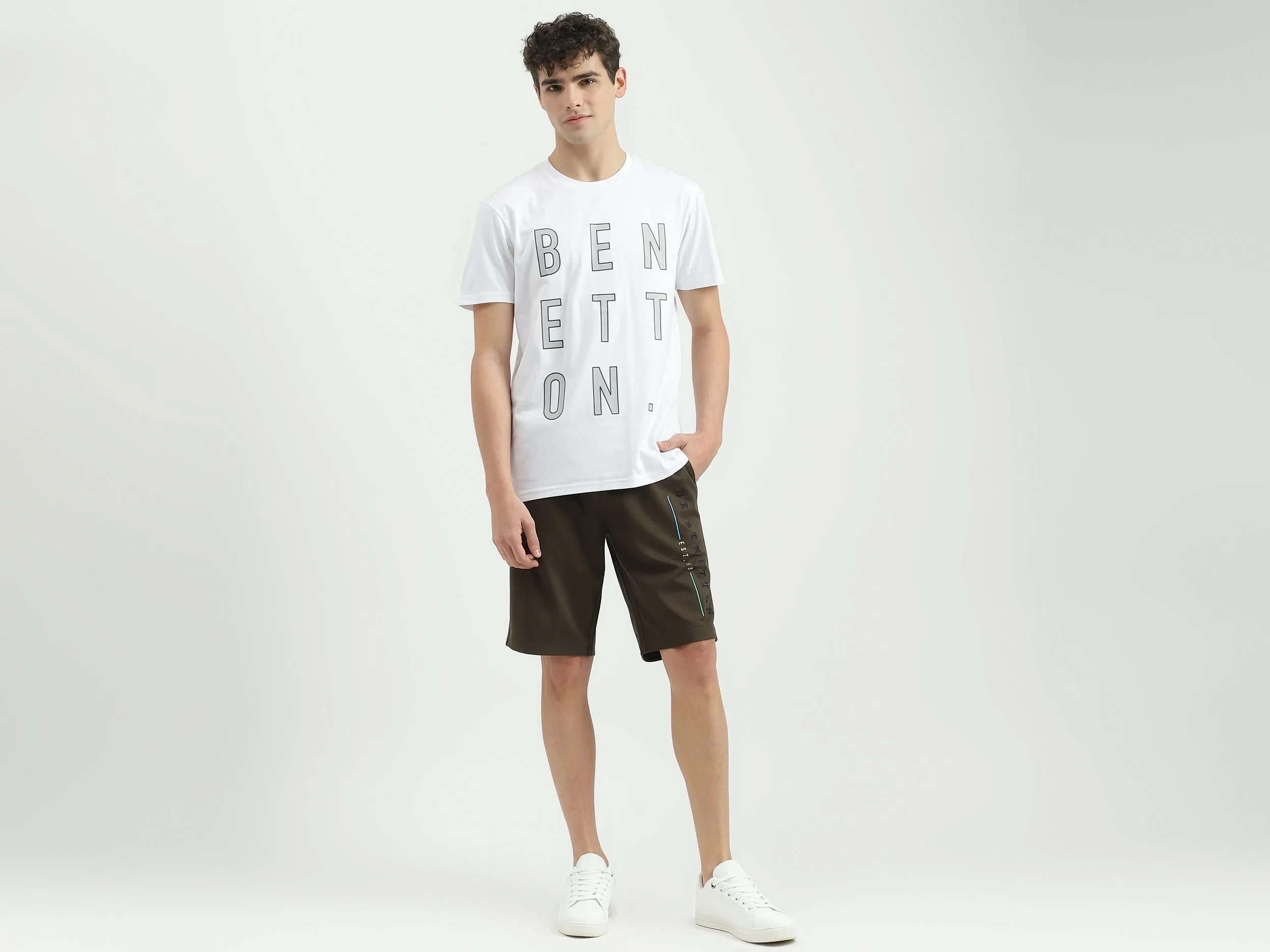 Embroidered Regular Fit Mid Waist Shorts