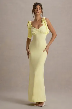 Evanna | Lemon V-Neck Maxi Dress With Bow Straps