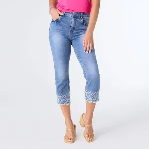 EverStretch Straight Capri with Bottom Embroidery