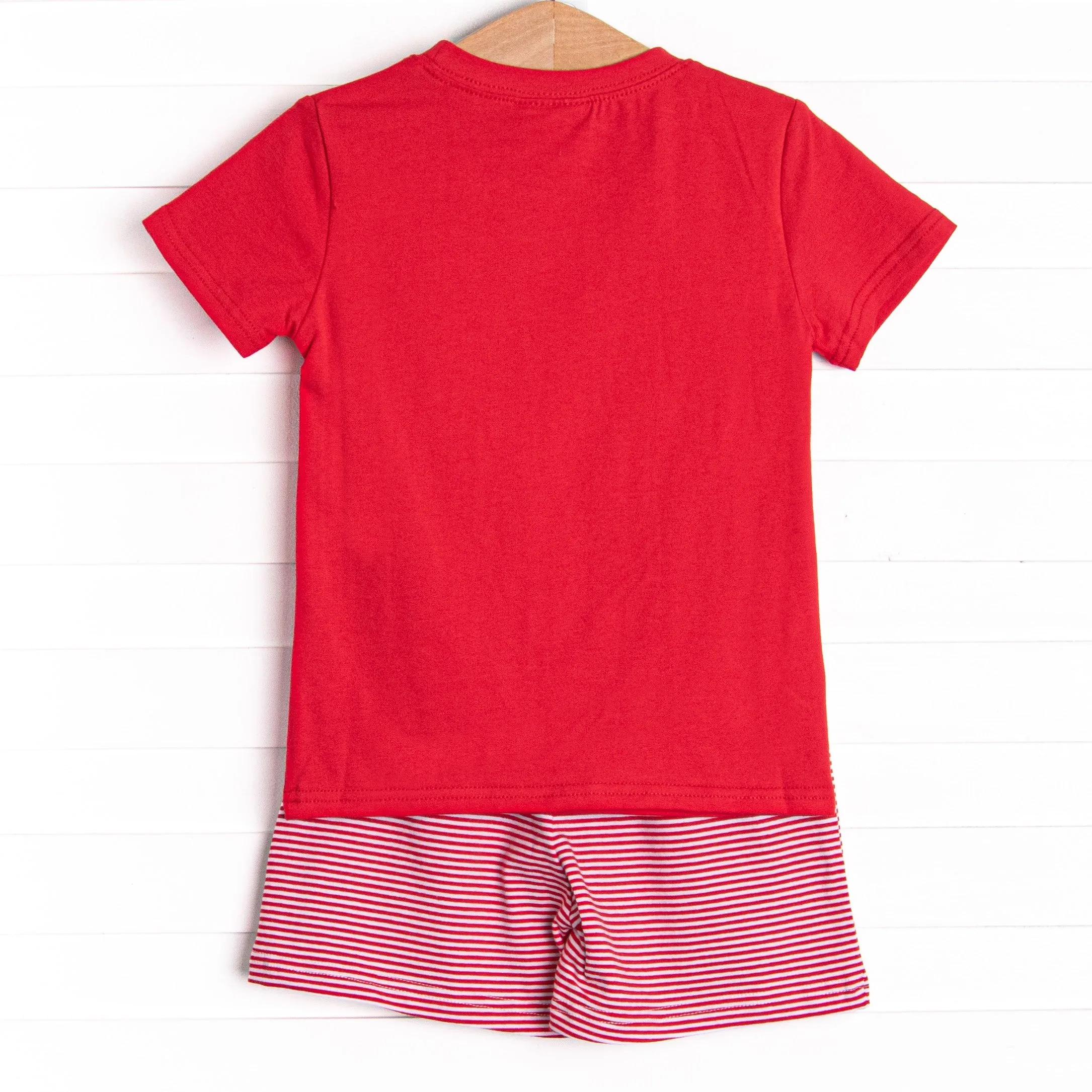 Extra Innings Applique Short Set, Red