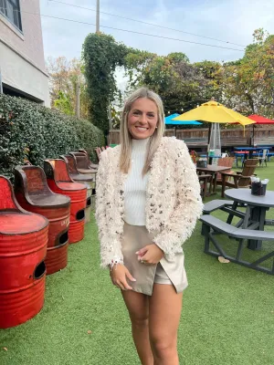 Feathered Sequin Embellished Jacket