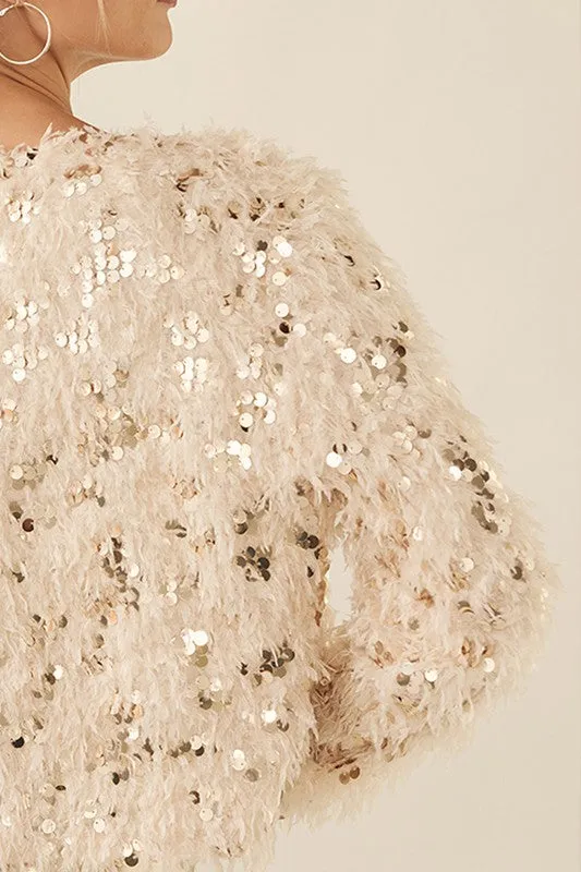 Feathered Sequin Embellished Jacket