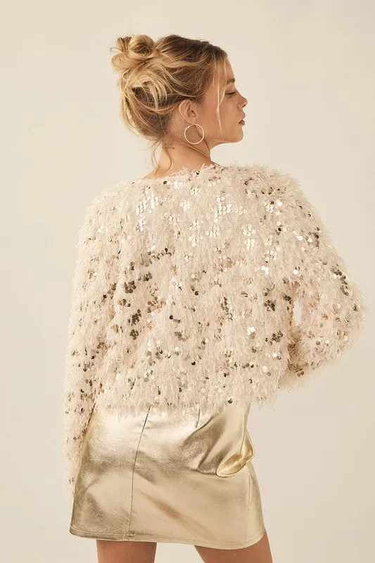 Feathered Sequin Embellished Jacket