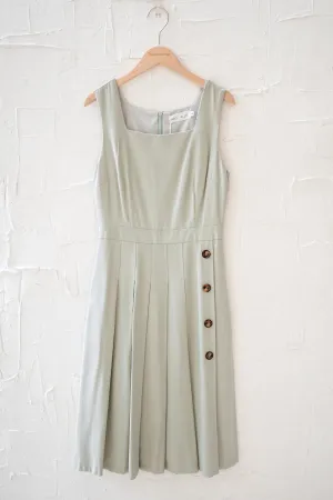 (FIRE DEAL) LAYLA PLEATED BUTTON MIDI DRESS IN SAGE