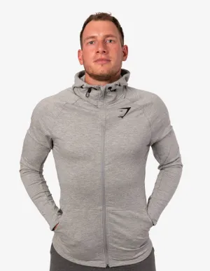 FIT HOODED TOP LIGHT GREY MARL