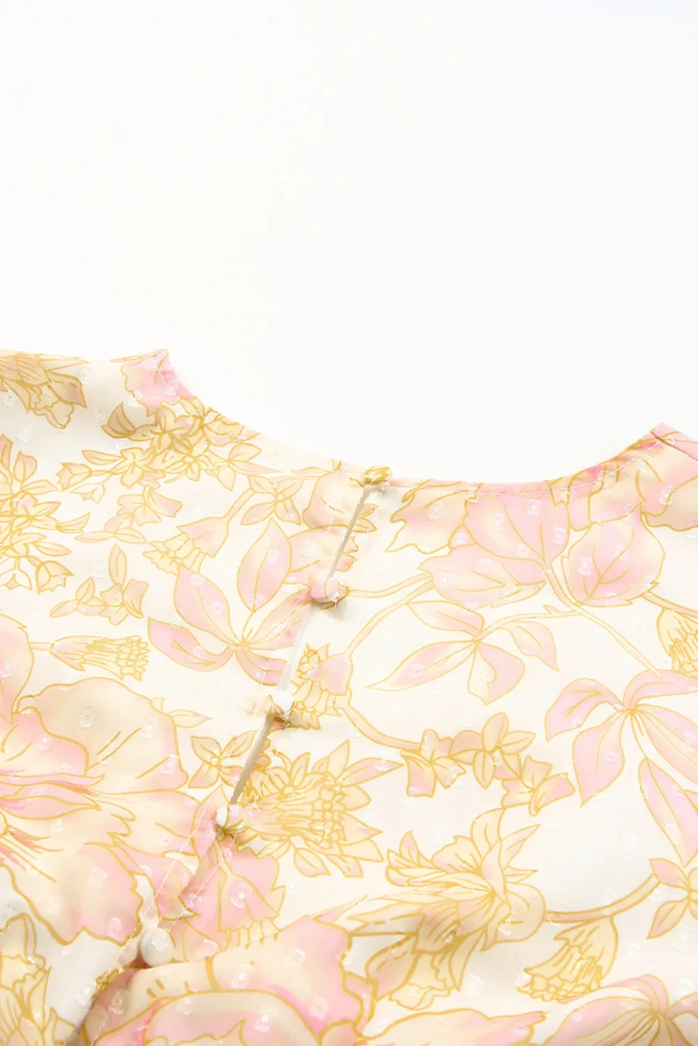 Floral Buttoned Layered Plunge Dress