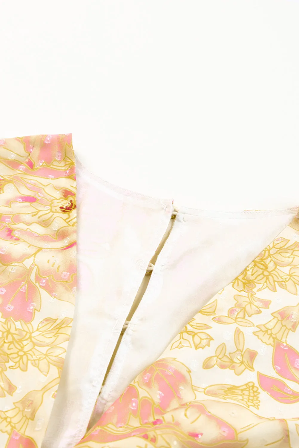 Floral Buttoned Layered Plunge Dress