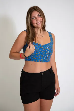 Floral Cropped Button-Down Tank
