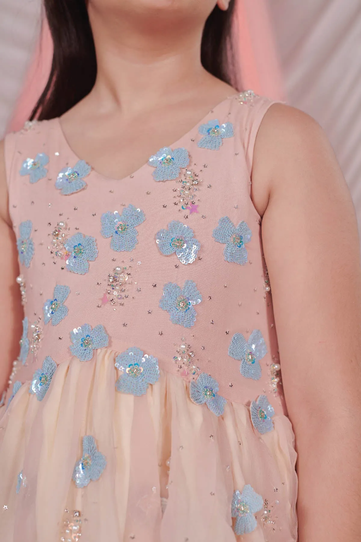 Floral Sequins Layered Dress