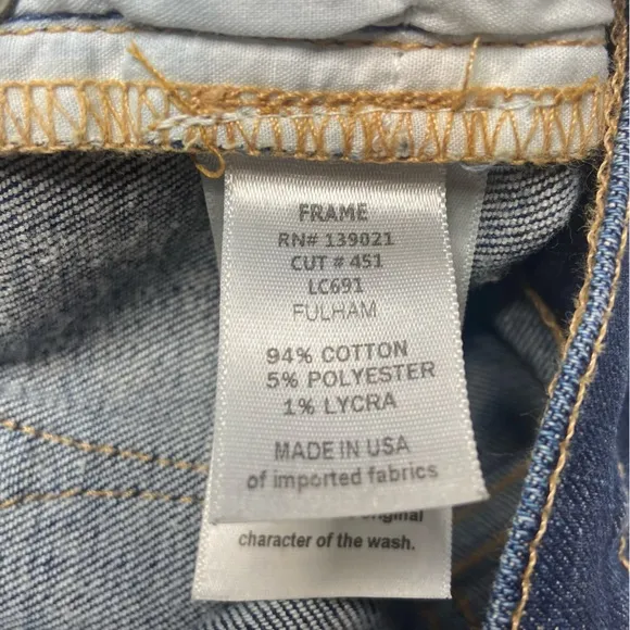 Frame Denim Le Cut Off Jean Shorts in Fulham Wash Sz 27