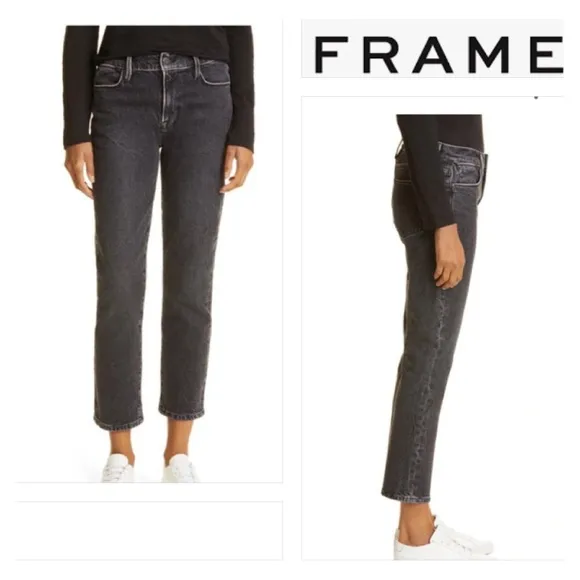 FRAME LE HIGH STRAIGHT LEG JEANS IN EDGY Size 26