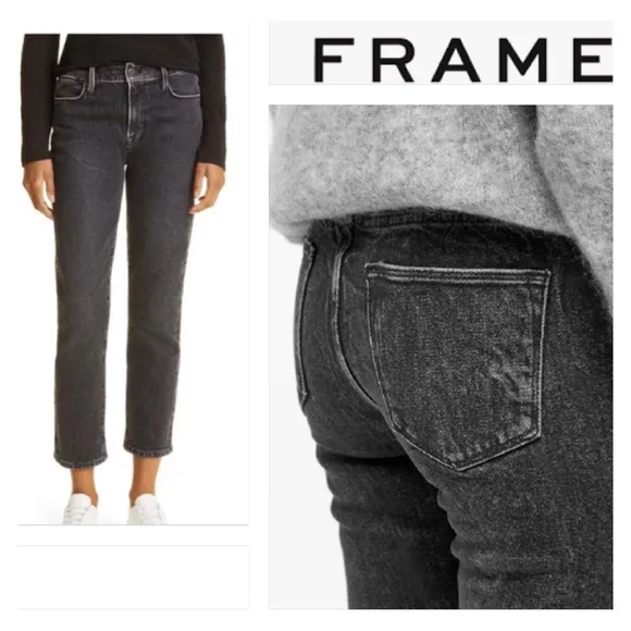 FRAME LE HIGH STRAIGHT LEG JEANS IN EDGY Size 26