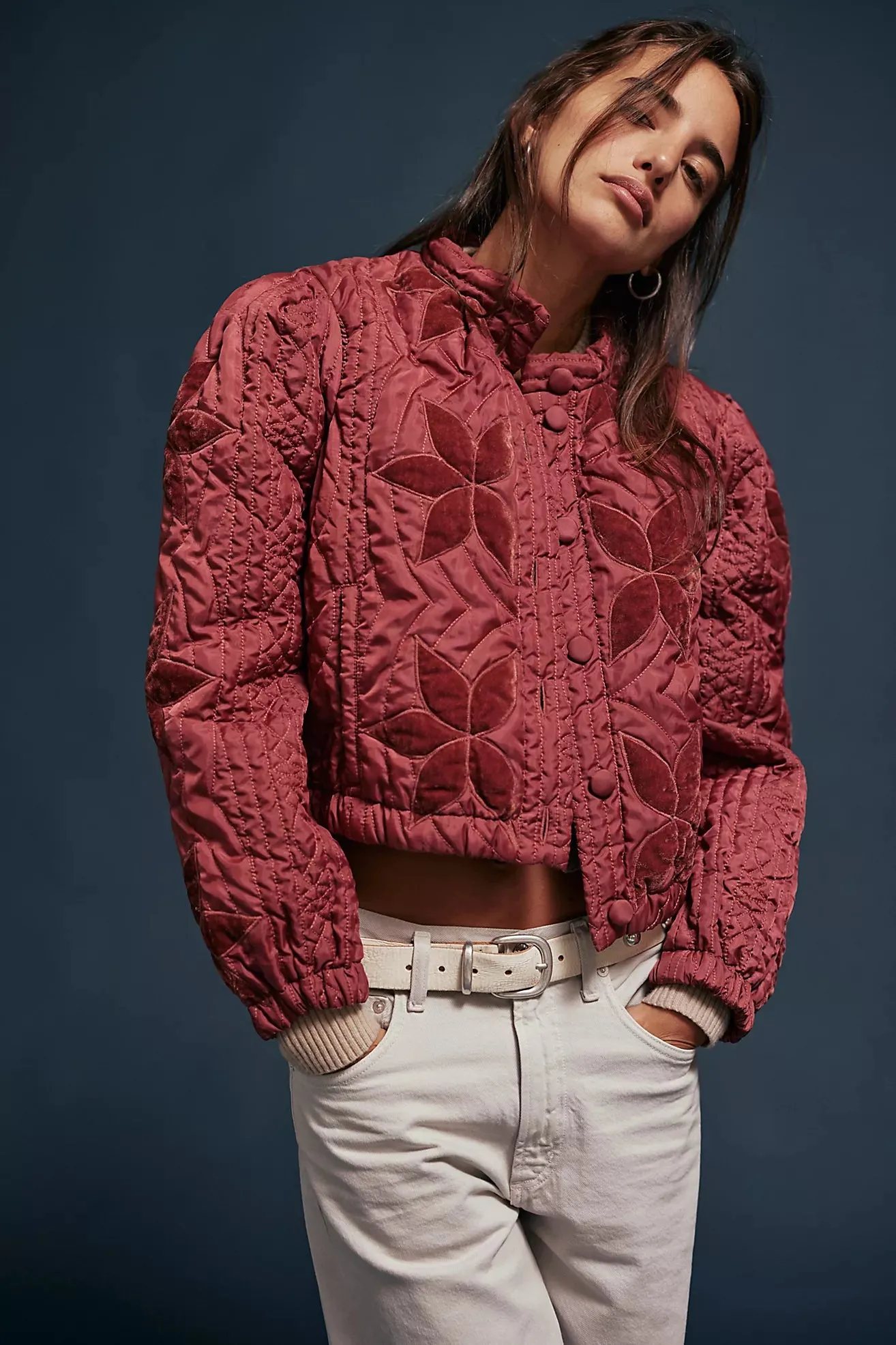free people: quinn quilted jacket-marsala