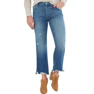 Free People We the Free Maggie Mid Rise Straight Jean Sequoia Blue Wash Women 27