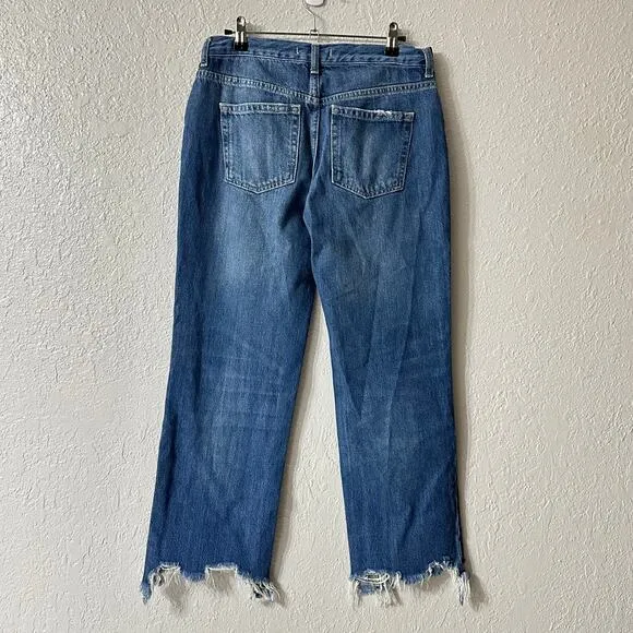 Free People We the Free Maggie Mid Rise Straight Jean Sequoia Blue Wash Women 27