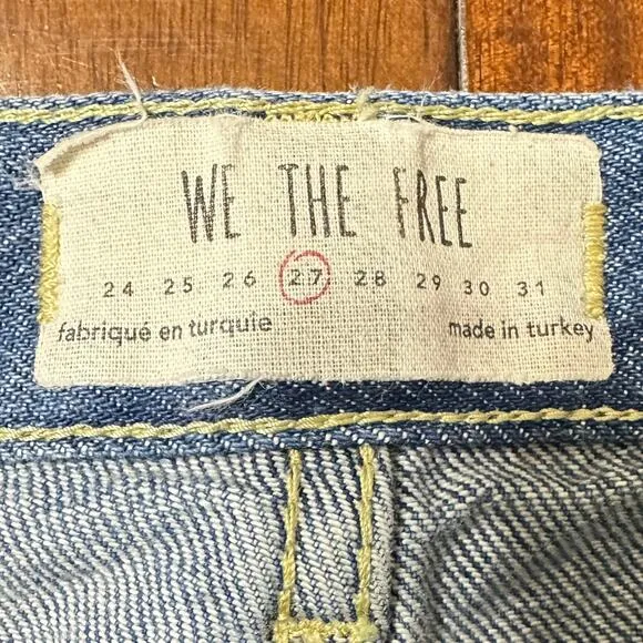 Free People We the Free Maggie Mid Rise Straight Jean Sequoia Blue Wash Women 27