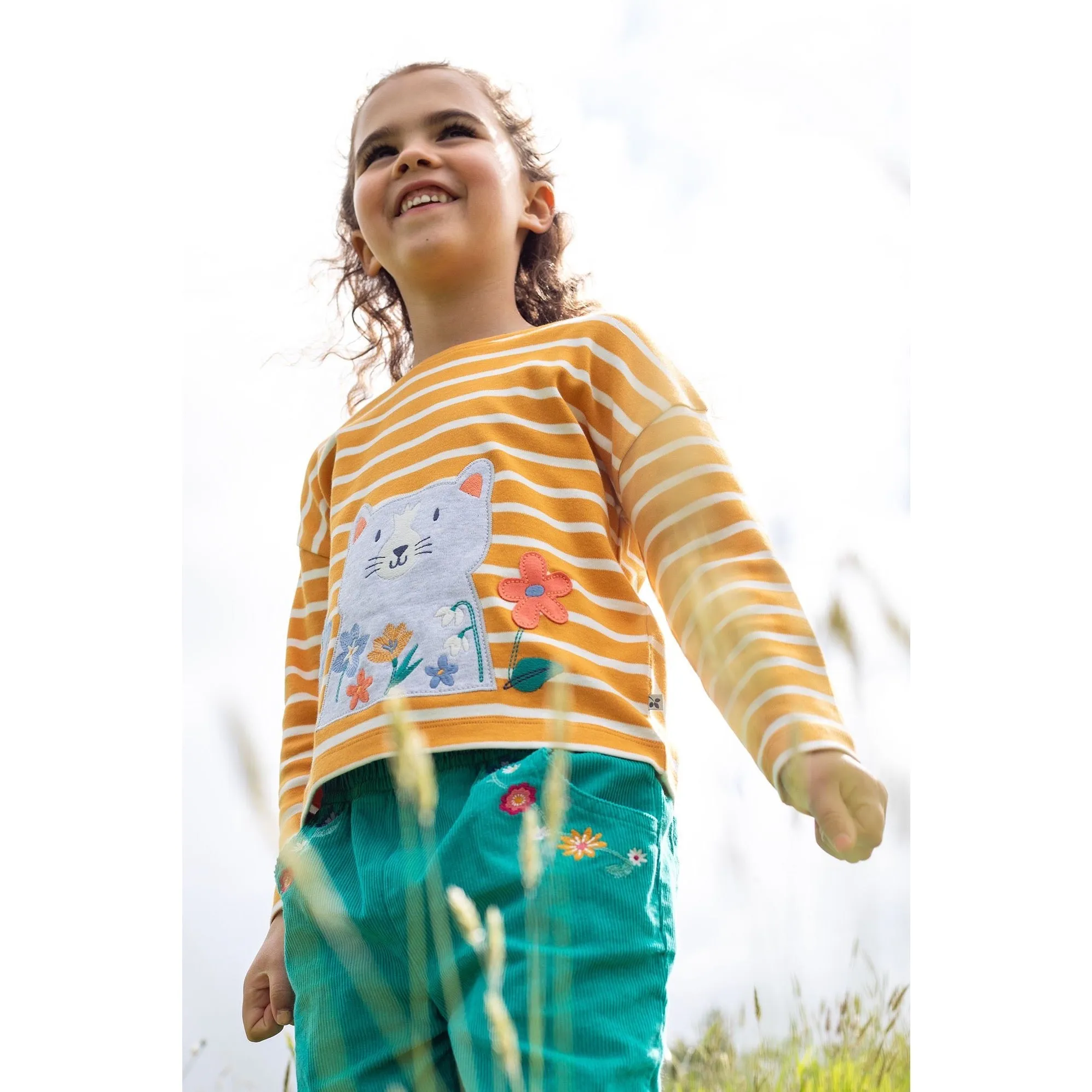 Frugi Paperbag Cord Trousers 500060A4igfl Iguana Flowers