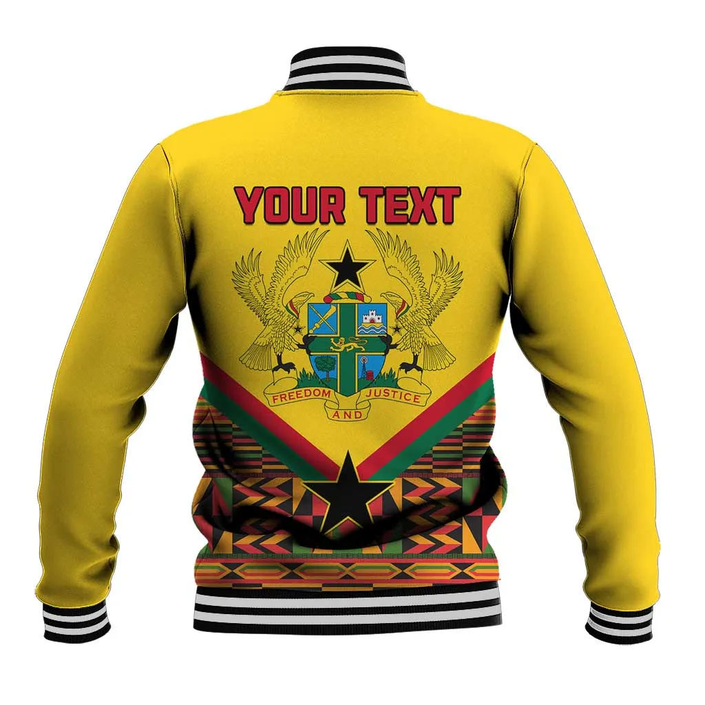 Ghana Independence Day Baseball Jacket with Freedom and Justice and African Pattern LT01