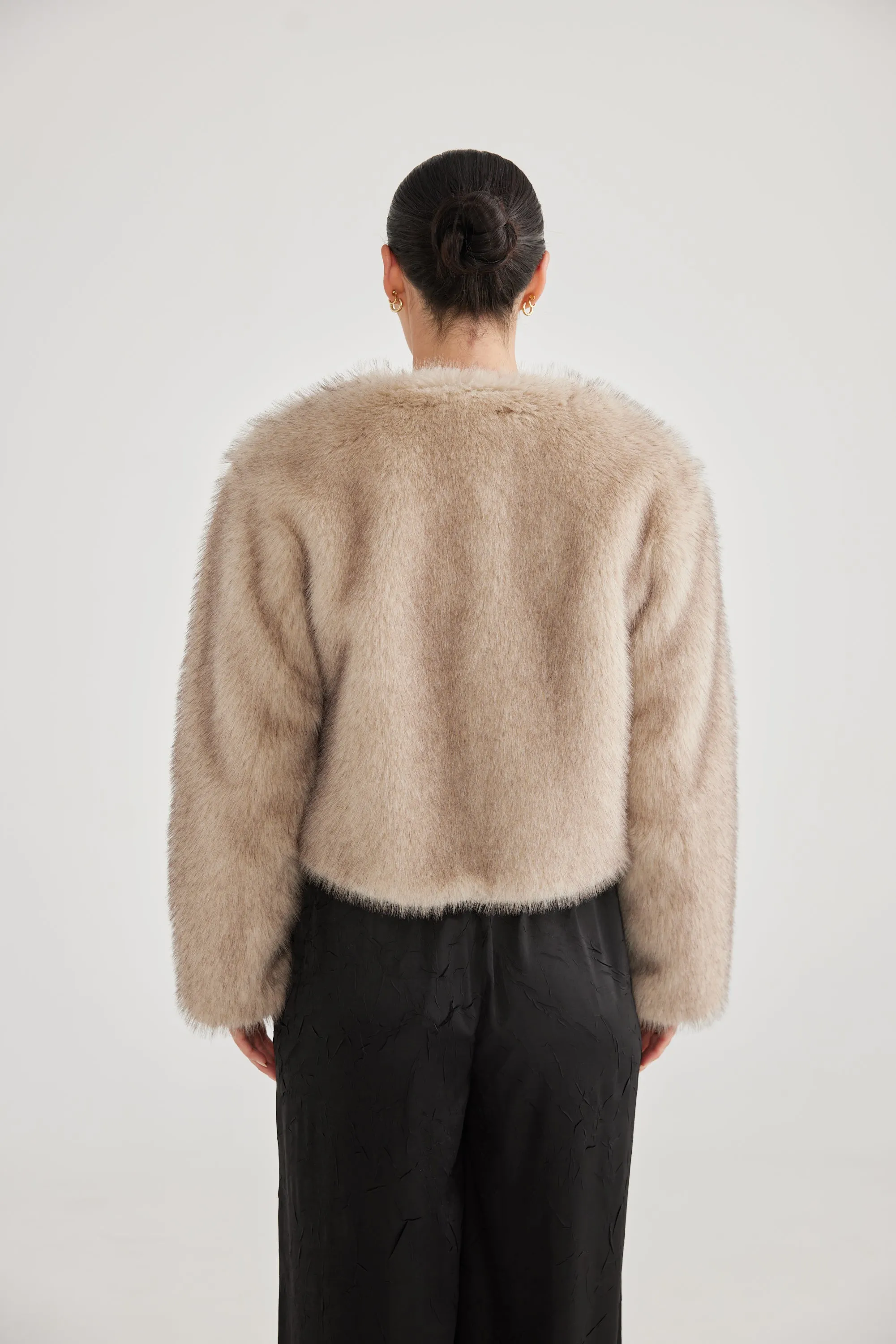 Gigi Cropped Fur Jacket - Ashy Fur