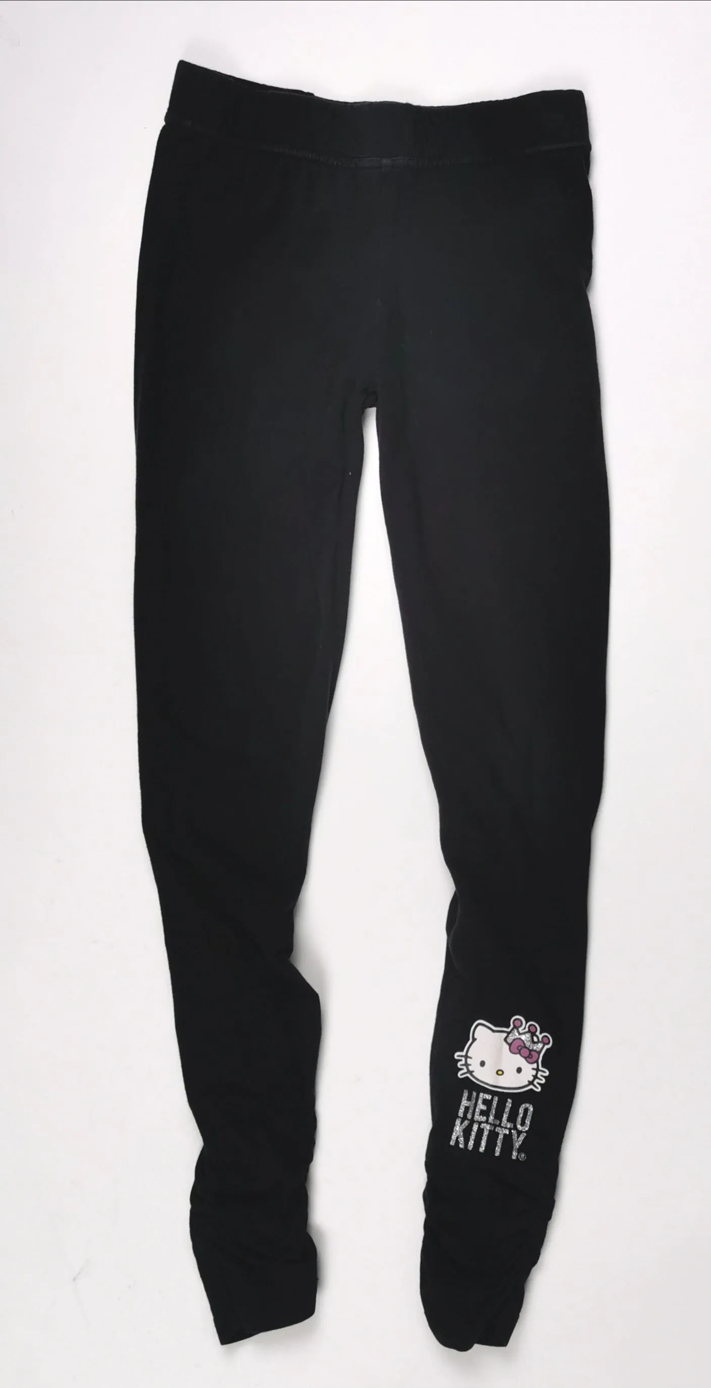 GIRL SIZE 10/12 YEARS - HELLO KITTY, Black Leggings VGUC B35