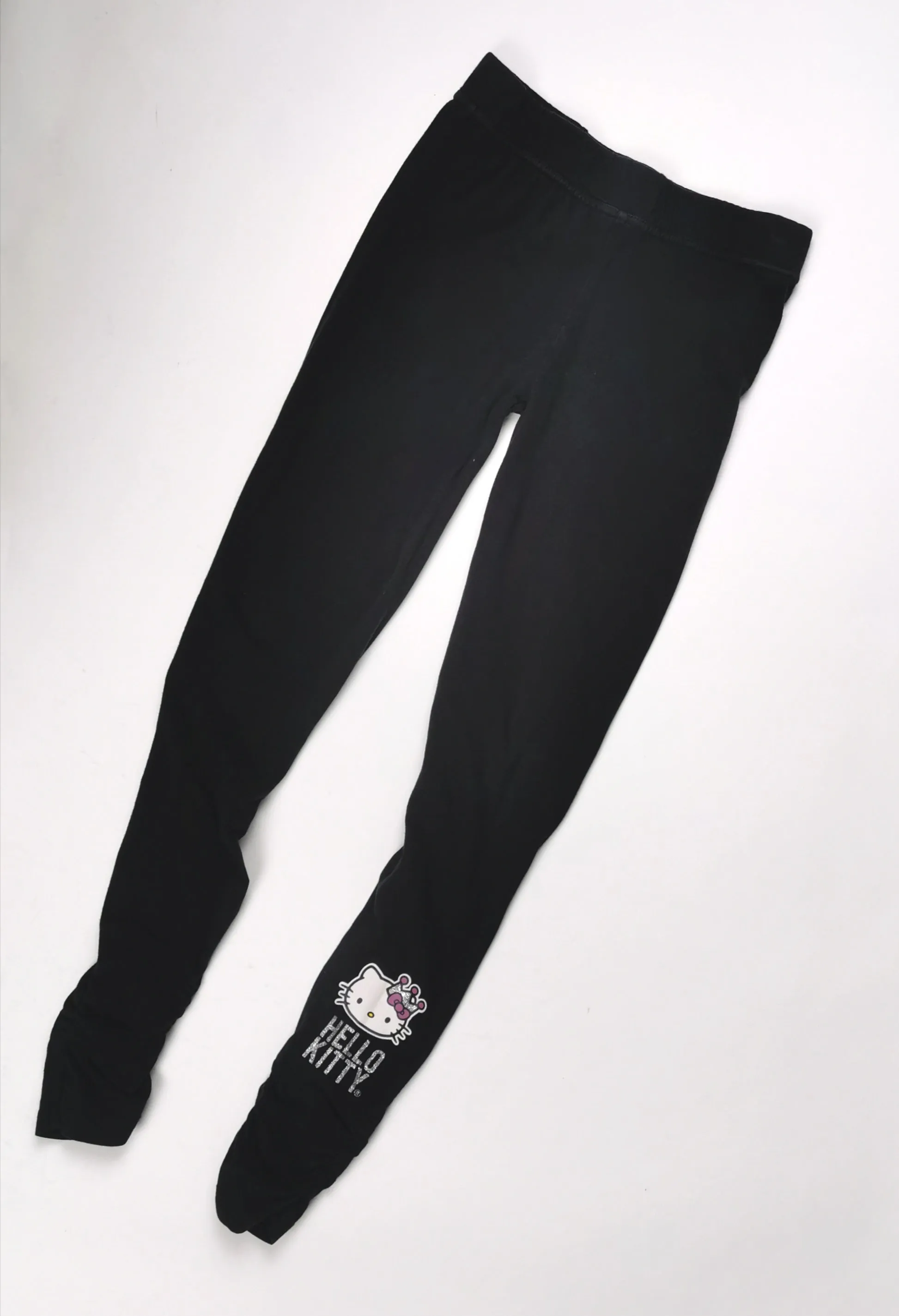 GIRL SIZE 10/12 YEARS - HELLO KITTY, Black Leggings VGUC B35