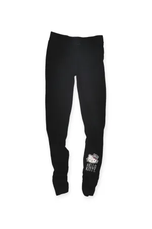 GIRL SIZE 10/12 YEARS - HELLO KITTY, Black Leggings VGUC B35