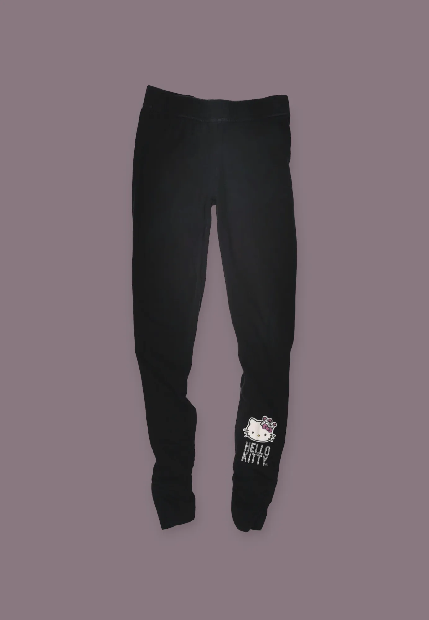GIRL SIZE 10/12 YEARS - HELLO KITTY, Black Leggings VGUC B35