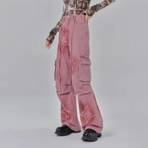 Girls Pink Baggy Jeans