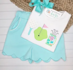 Girly Golf Scalloped Shorts Set