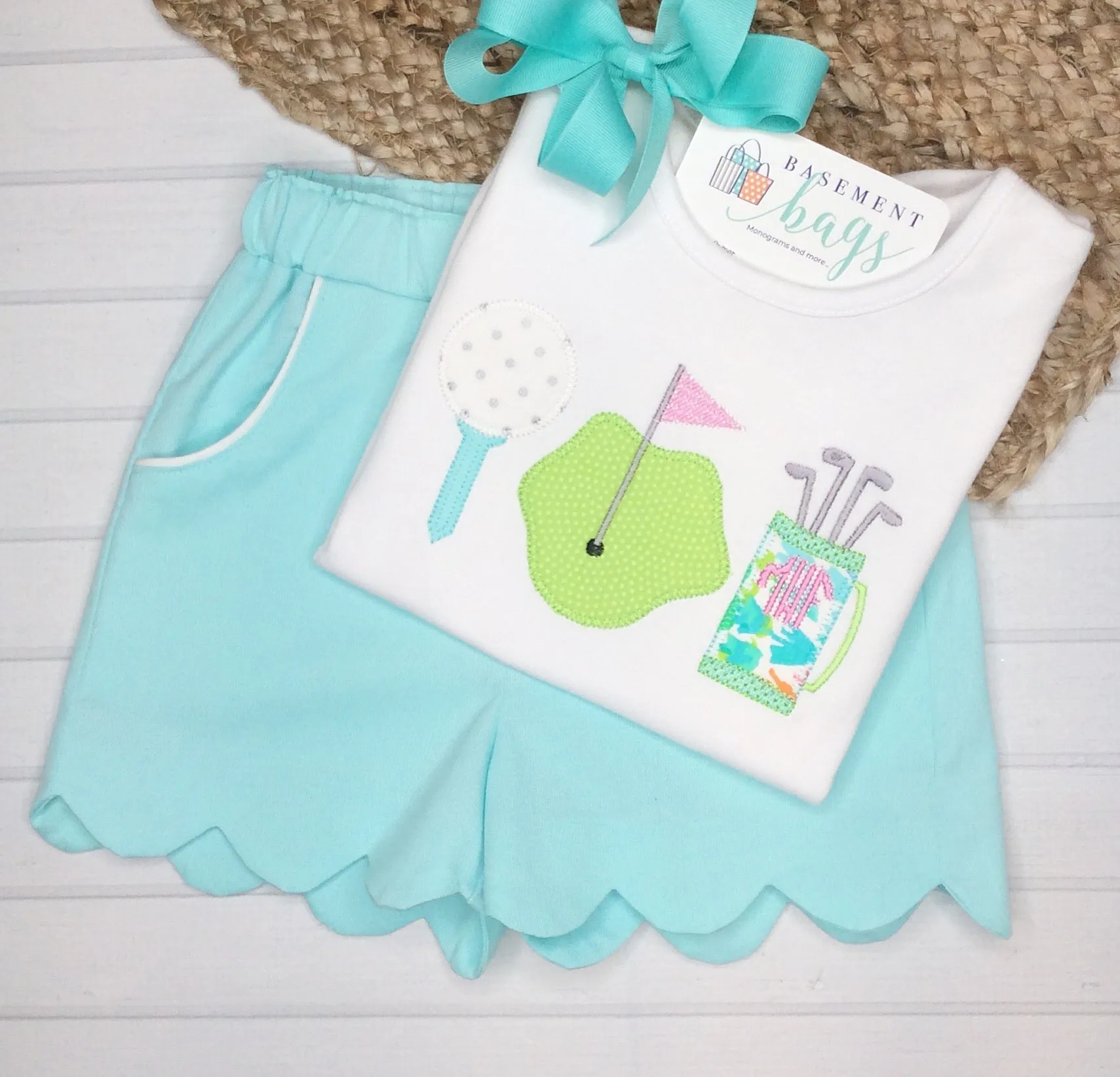 Girly Golf Scalloped Shorts Set