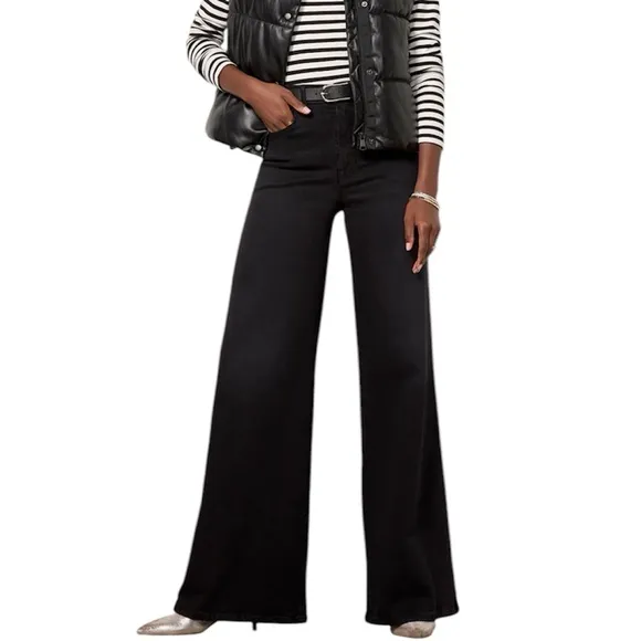 Good American Good Waist Palazzo Jeans Black 270