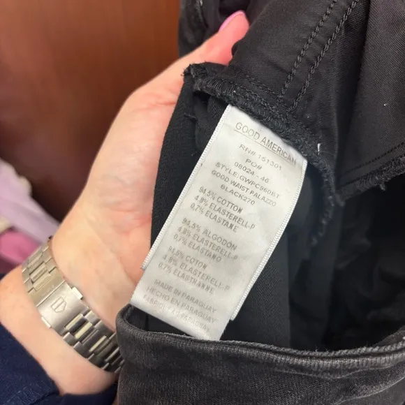 Good American Good Waist Palazzo Jeans Black 270
