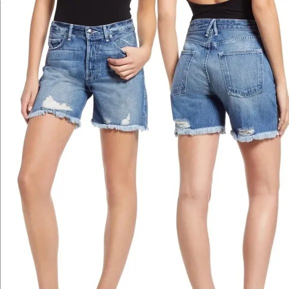 Good American- High Waist Cuttoff denim shorts