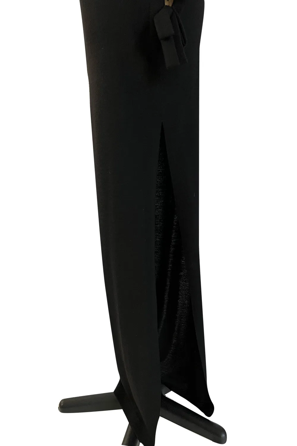 Gorgeous Early 2000s John Anthony One Sleeve Jersey Dress w Full Open Side & Bow Detail