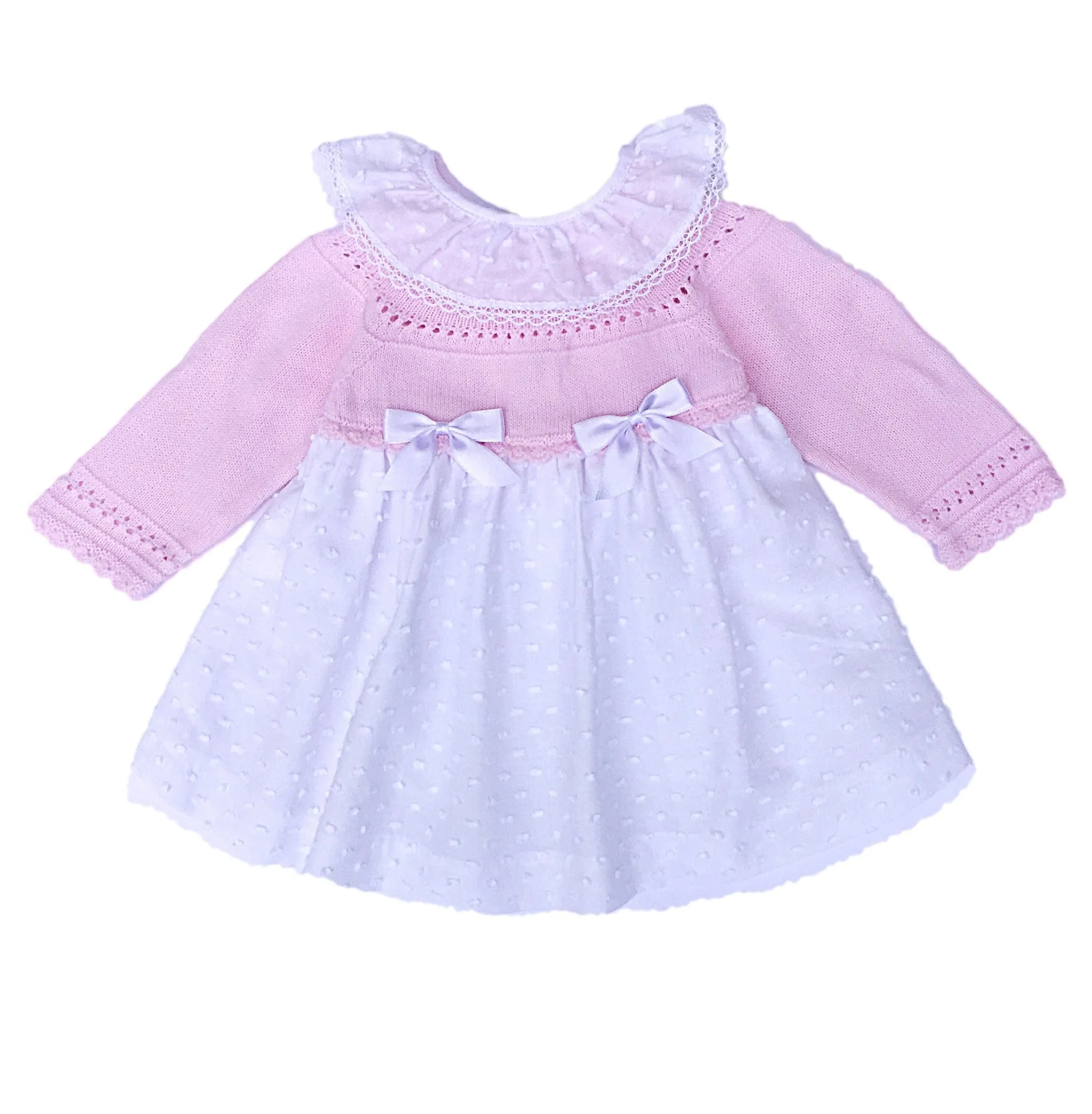 Granlei Pink & White knit Dress with Bows