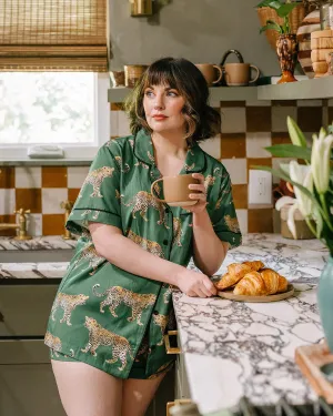 Green Cheetah PJ Shorts Set