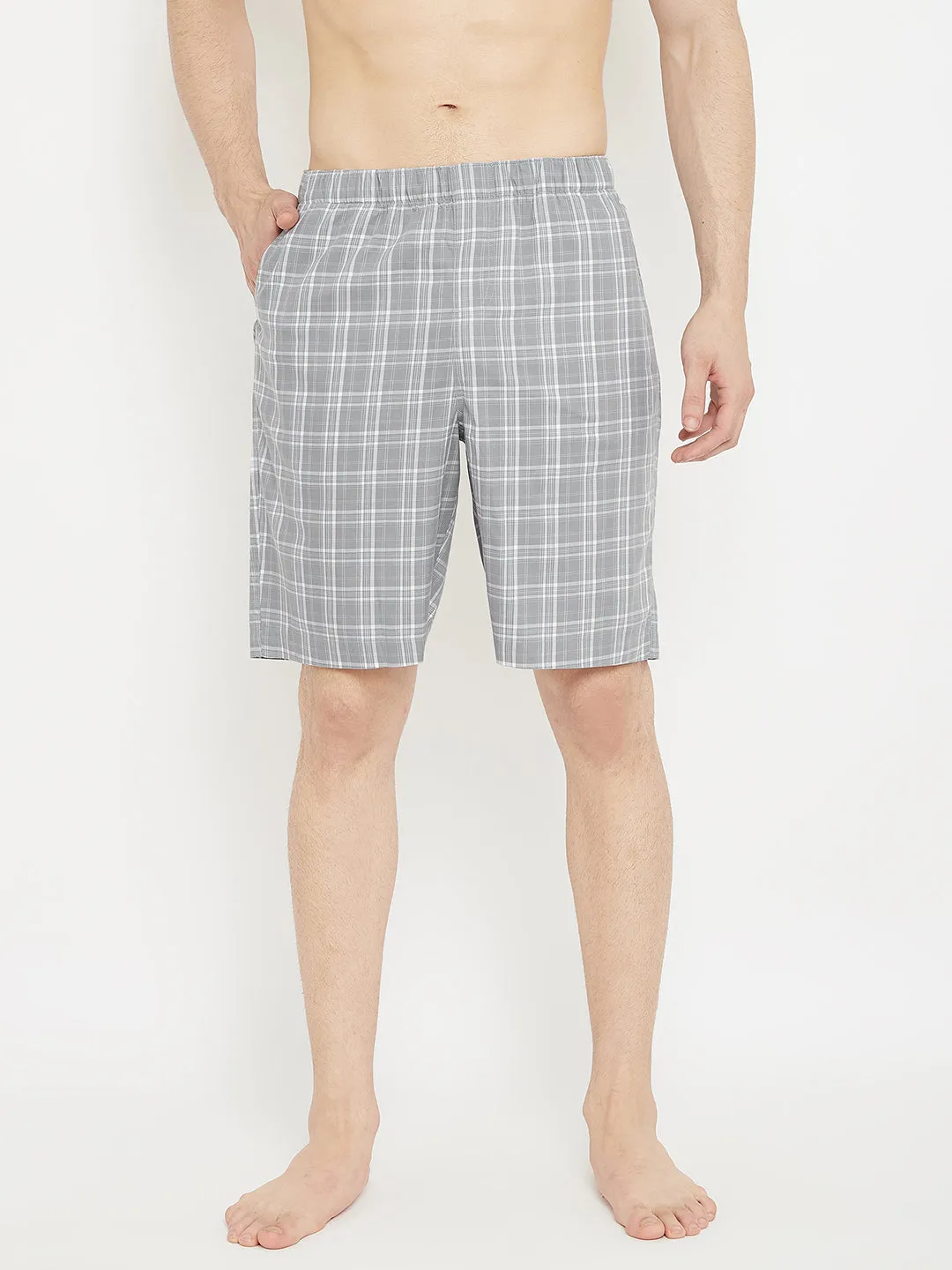 Grey Checked Lounge Shorts