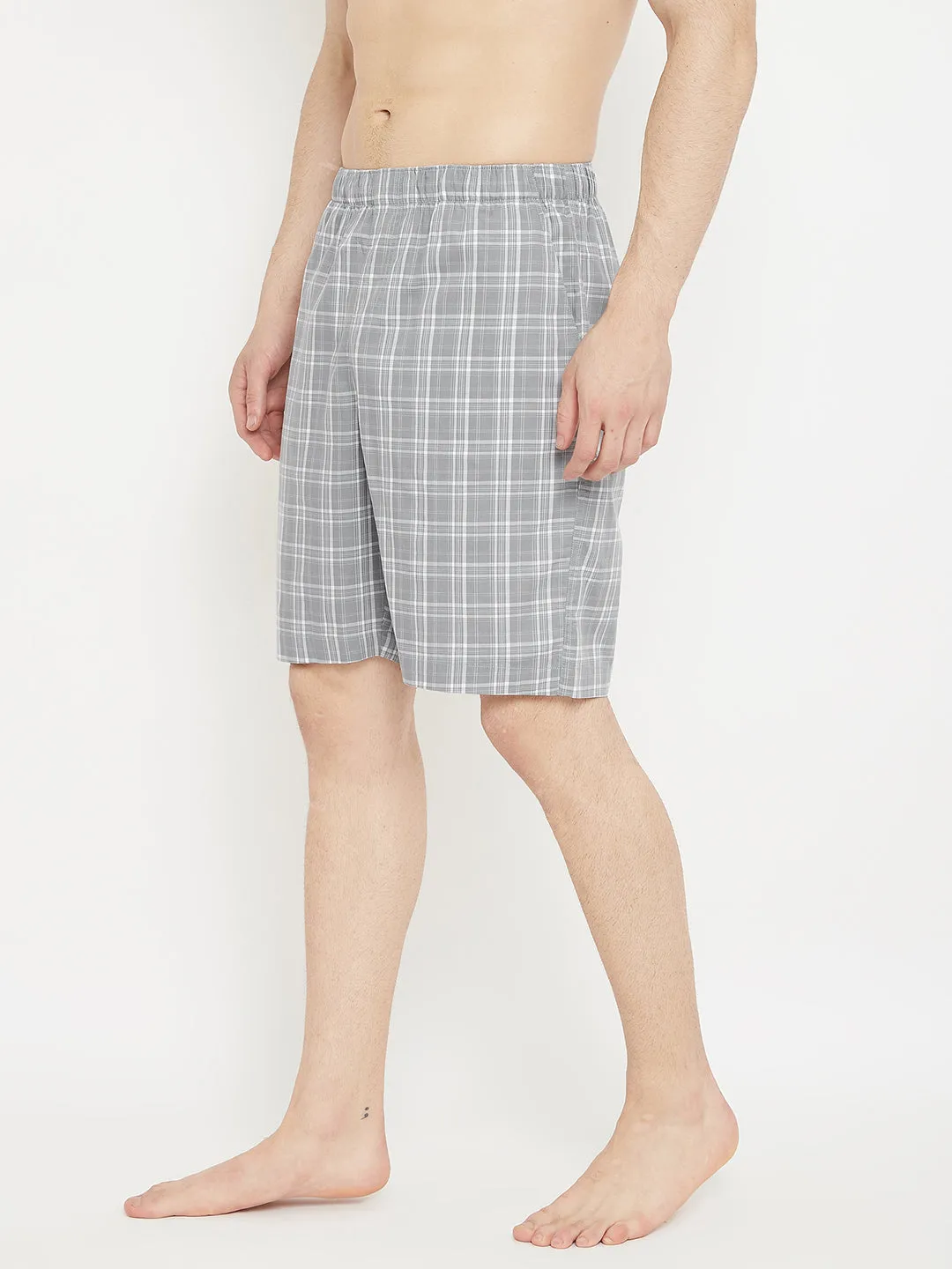 Grey Checked Lounge Shorts