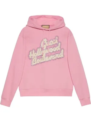 Gucci logo patch rib-trimmed hoodie