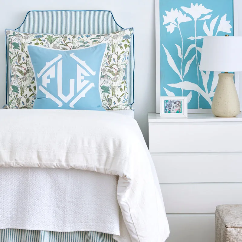 Gwin Seaglass/Lee Eucalyptus with Sky Flange Oversized Pillow