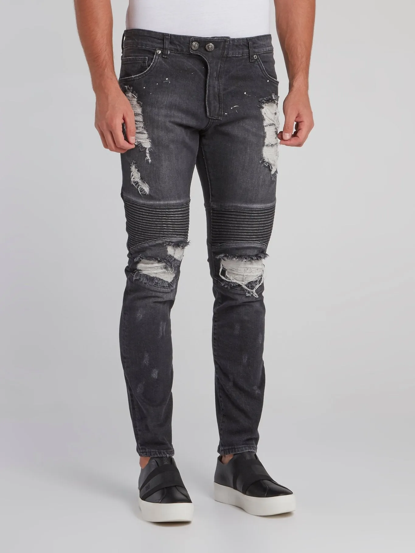 Haelay Black Tattered Biker Jeans