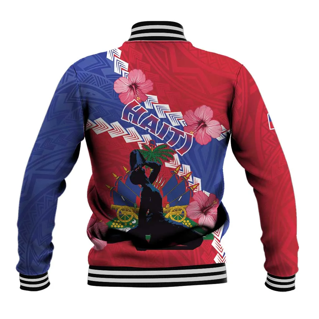 Haiti Neg Maron Baseball Jacket Coat Of Arms - Hisbicus Polynesian LT15